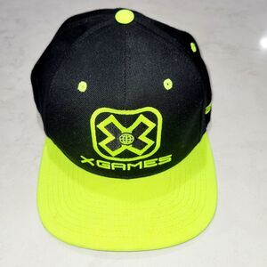 X-Games 2013 Los Angeles Neon Yellow Black Hat Snapback Baseball Cap OSFM EUC